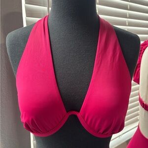 Vibrant Magenta Halter Bikini Top